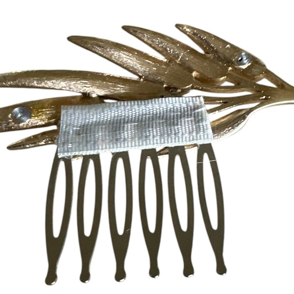 Vintage Gold Leaf Hair Comb | Art Deco & Nature-Inspired | Repurposed Jewelry - Picture 2 of 4